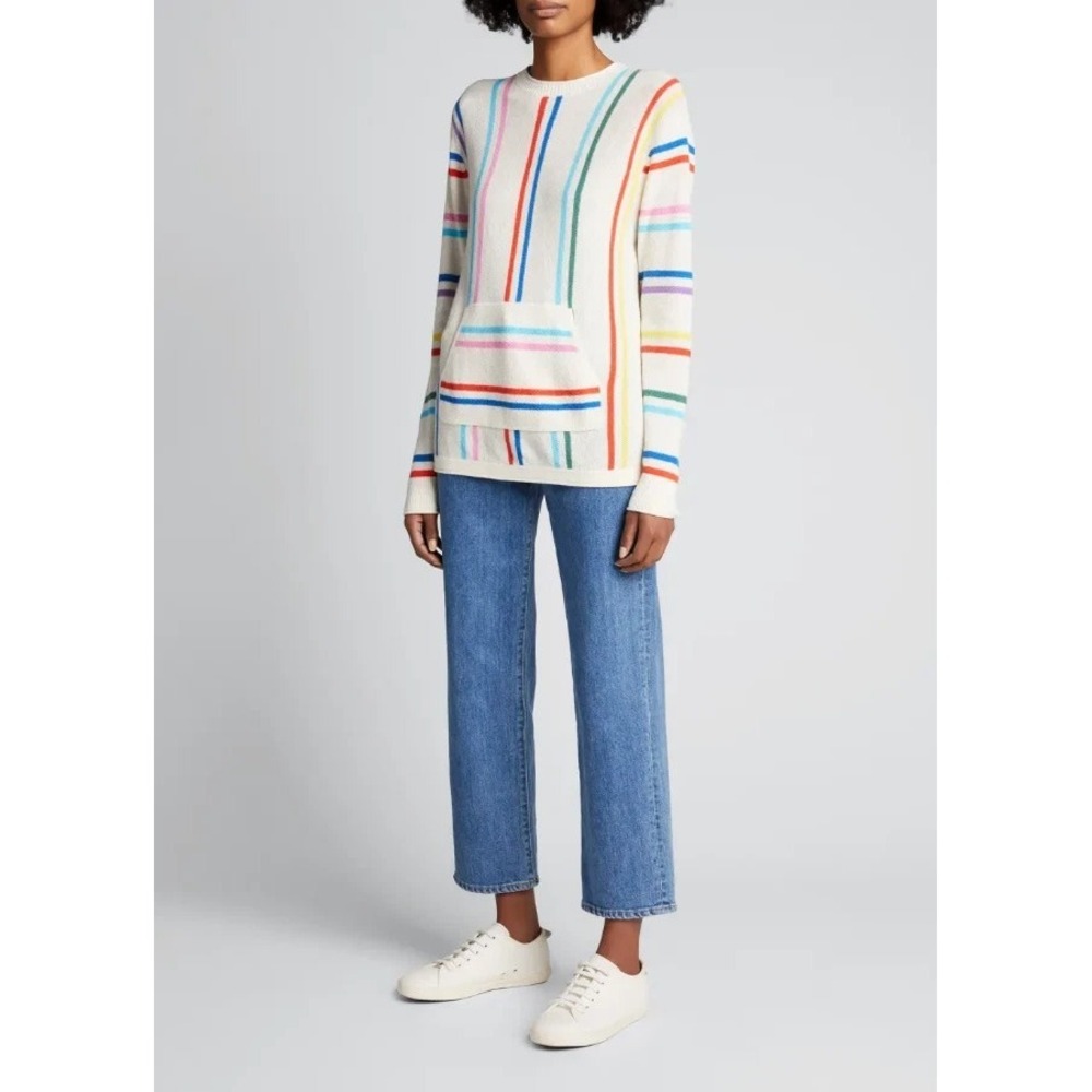 Kule The Taryn Striped Pullover‎ Knit Sweater Cotton Linen Blend Crew Neck XS